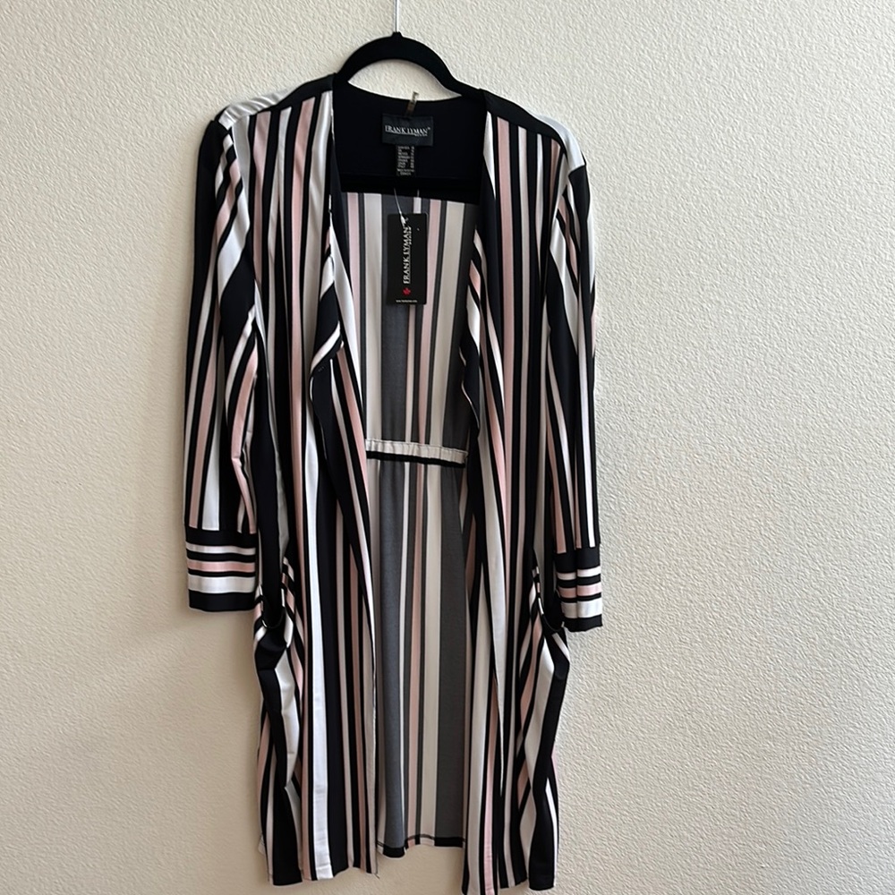 Black and Pink Striped Cardigan